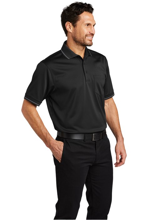 CS415 CornerStone 6.6-ounce Select Snag-Proof Tipped Pocket Polo Black/ Smoke Grey