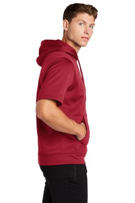 ST251 Sport-Tek Sport-Wick Fleece Short Sleeve Hooded Pullover Deep Red