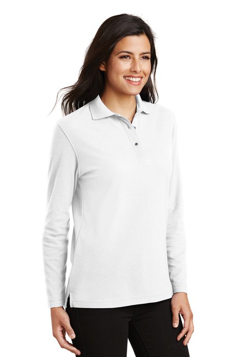 L500LS Port Authority 5-ounce Ladies Silk Touch Long Sleeve Polo White