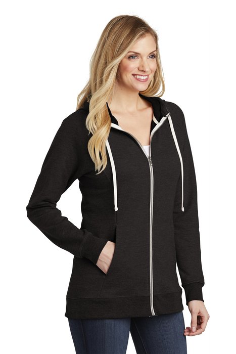 DT456 District Women's Perfect Tri French Terry Full-Zip Hoodie Black