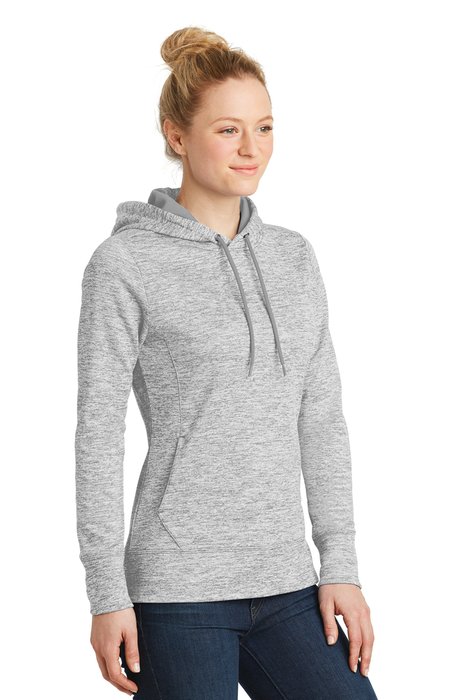 LST225 Sport-Tek Ladies PosiCharge Electric Heather Fleece Hooded Pullover Silver Electric