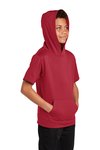 YST251 Sport-Tek Youth Sport-Wick Fleece Short Sleeve Hooded Pullover Deep Red