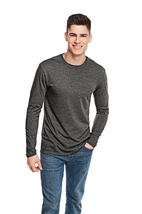 DT6200 District Very Important Tee Long Sleeve. Heathered Charcoal