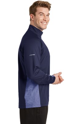 ST854 Sport-Tek Sport-Wick Stretch Contrast 1/2-Zip Pullover True Navy/ True Navy Heather