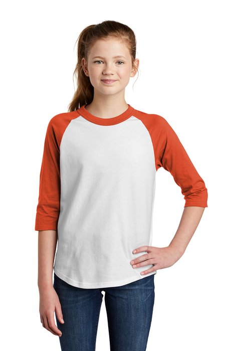 YT200 Sport-Tek 5.2-ounce 100% Cotton T-Shirt White/ Deep Orange