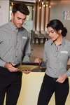 S654 Port Authority Long Sleeve Gingham Easy Care Shirt Green/ Aqua