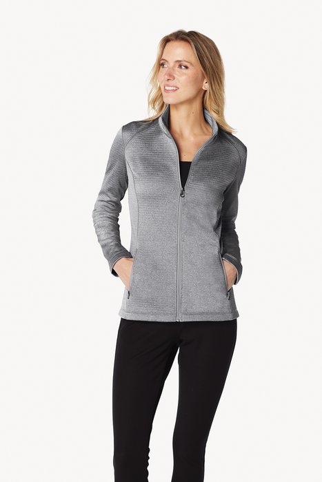 L249 Port Authority Ladies Diamond Heather Fleece Full-Zip Jacket Dress Blue Navy Heather