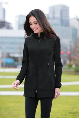 L719 Port Authority Ladies Active Hooded Soft Shell Jacket Grey Steel/ Deep Black