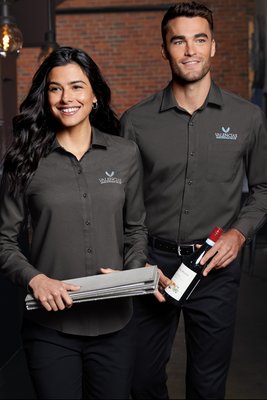 W401 Port Authority Long Sleeve Performance Staff Shirt Silver
