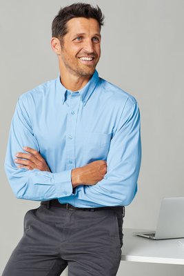 S608 Port Authority Long Sleeve Easy Care Shirt Light Blue/ Light Stone