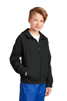 YST73 Sport-Tek Youth Hooded Raglan Jacket Black