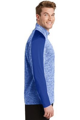ST397 Sport-Tek PosiCharge Electric Heather Colorblock 1/4-Zip Pullover True Royal Electric/ True Royal