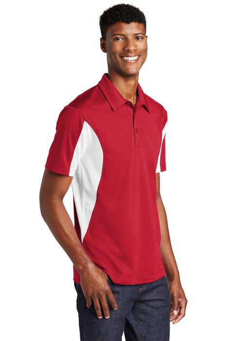 TST655 Sport-Tek 3.8-ounce Tall Side Blocked Micropique Sport-Wick Polo True Red/ White