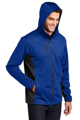J719 Port Authority Active Hooded Soft Shell Jacket True Royal/ Deep Black