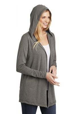 DT156 District Women's Perfect Tri Hooded Cardigan Grey Frost