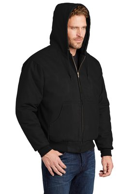 TLJ763H CornerStone Tall Duck Cloth Hooded Work Jacket Black