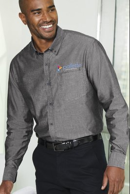 W382 Port Authority Long Sleeve Chambray Easy Care Shirt Deep Black