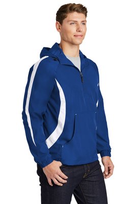 JST63 Sport-Tek Colorblock Raglan Anorak True Royal/ White