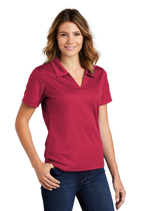 L469 Sport-Tek 3.8-ounce Ladies Dri-Mesh V-Neck Polo Red
