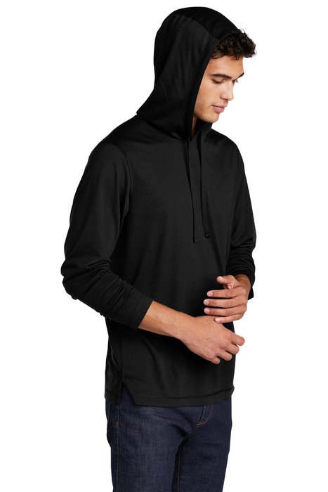 ST406 Sport-Tek PosiCharge Tri-Blend Wicking Long Sleeve Hoodie Black Triad Solid