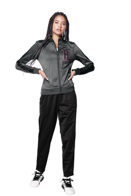 LST94 Sport-Tek Ladies Tricot Track Jacket Graphite/ Black
