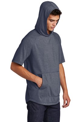 ST404 Sport-Tek PosiCharge Tri-Blend Wicking Short Sleeve Hoodie True Navy Heather