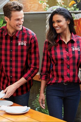 LW670 Port Authority Ladies Everyday Plaid Shirt Black