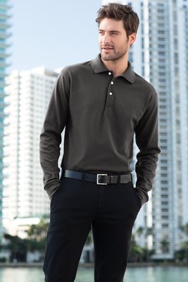 K455LS Port Authority 5.6-ounce Rapid Dry Long Sleeve Polo Charcoal