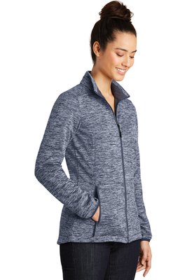 LST30 Sport-Tek Ladies PosiCharge Electric Heather Soft Shell Jacket True Navy Electric