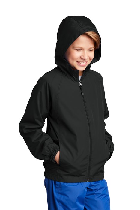 YST73 Sport-Tek Youth Hooded Raglan Jacket Black