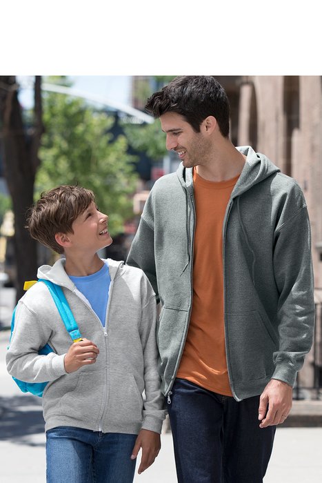 18600B Gildan Youth Heavy Blend Full-Zip Hooded Sweatshirt Red