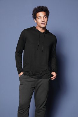 ST406 Sport-Tek PosiCharge Tri-Blend Wicking Long Sleeve Hoodie Black Triad Solid